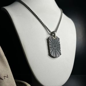David Yurman Diamond Dog Tag Pendant and chain